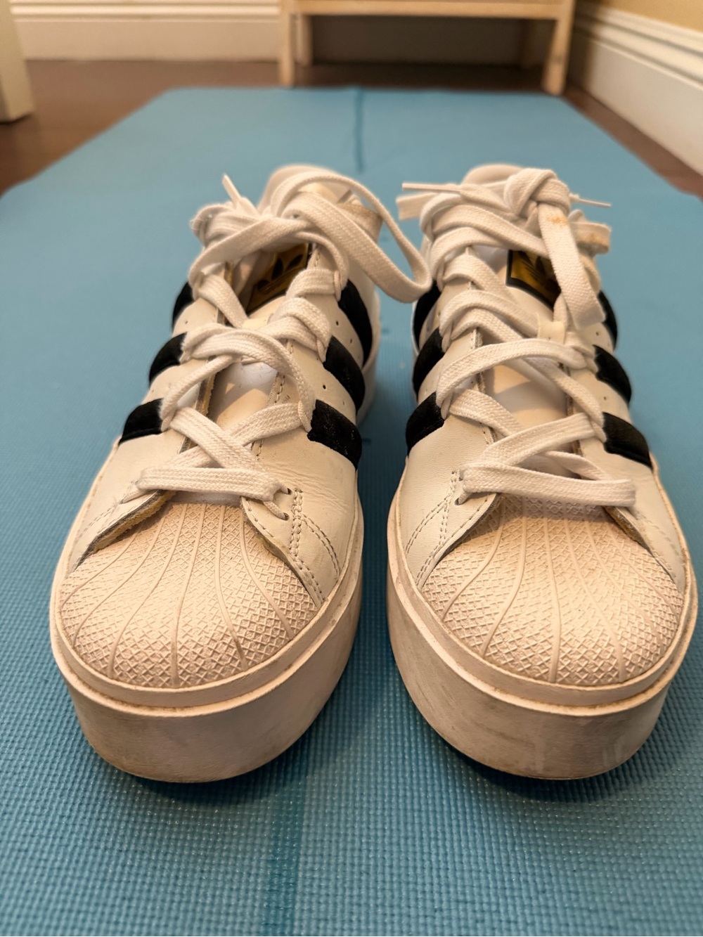 adidas Women's White and Black Platform Sneakers
